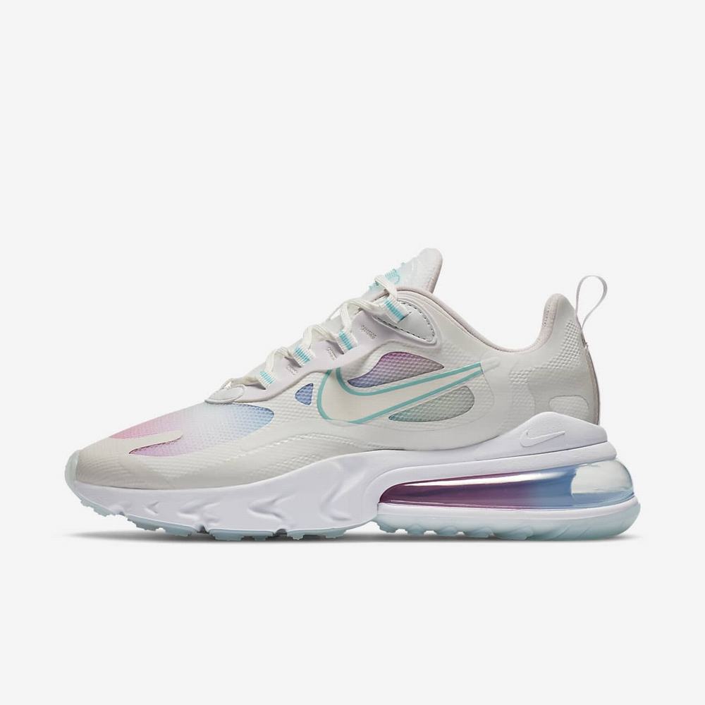 Sneakers Nike Air Max 270 React SE Blanche 1763-085 Summit White/Bleached Aqua/Light Violet/Sail Femme | CUR-02680336